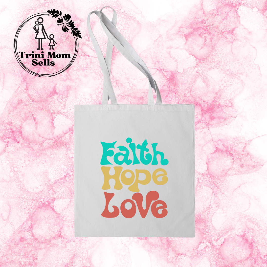 "Faith Hope Love" Canvas Tote