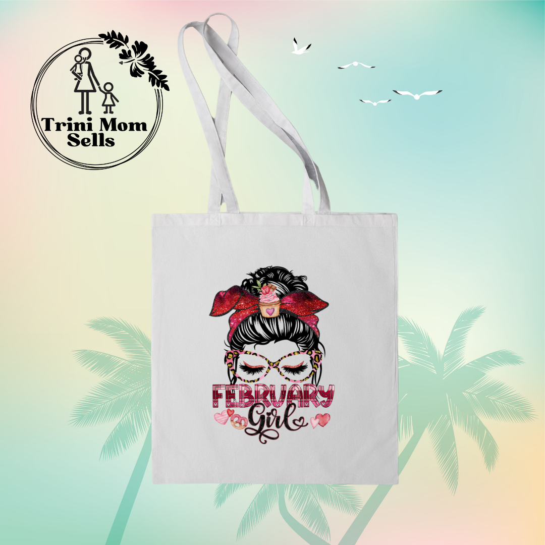 "February Girl" Canvas Tote