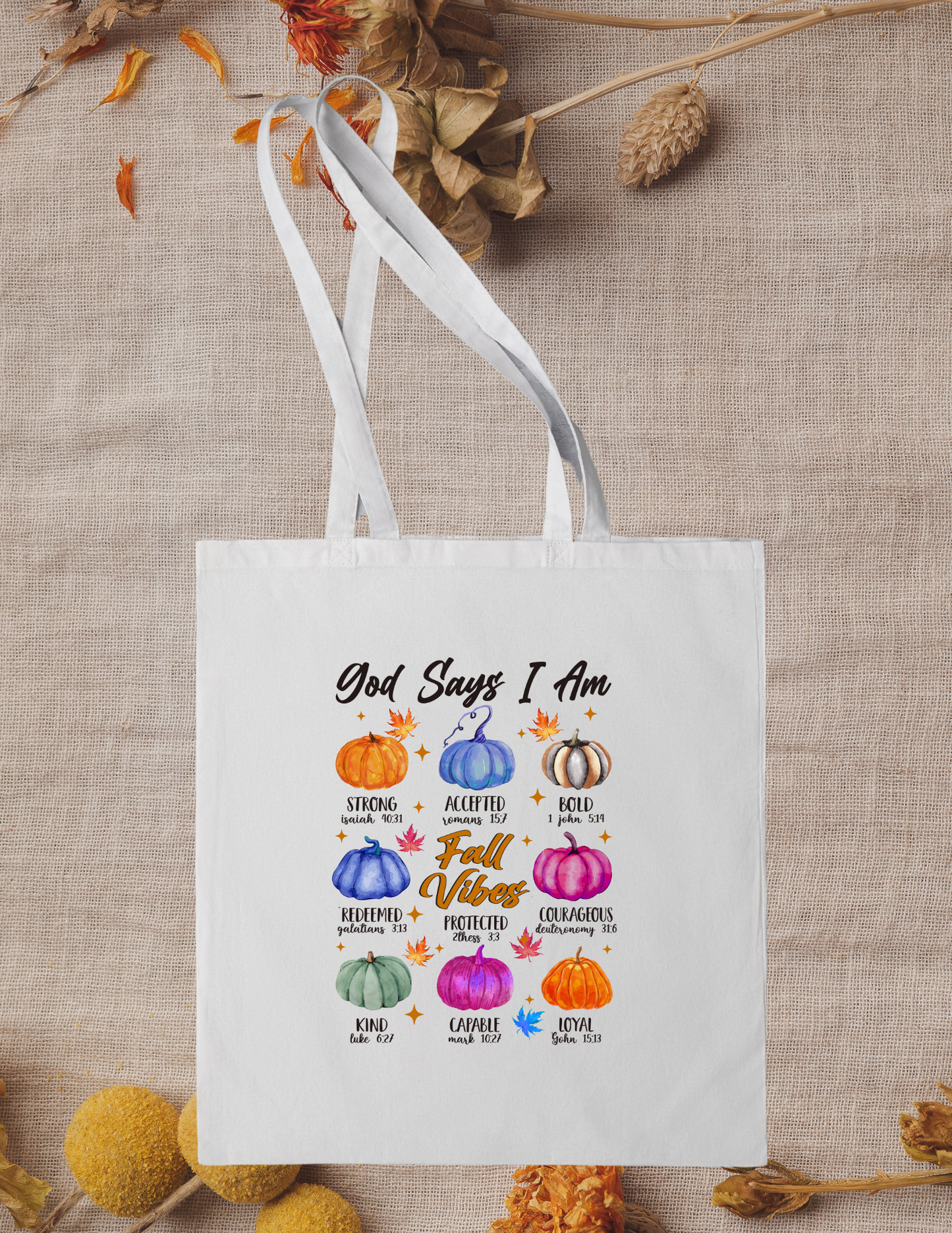 "God Says..." Canvas Tote - Purple Pumpkins