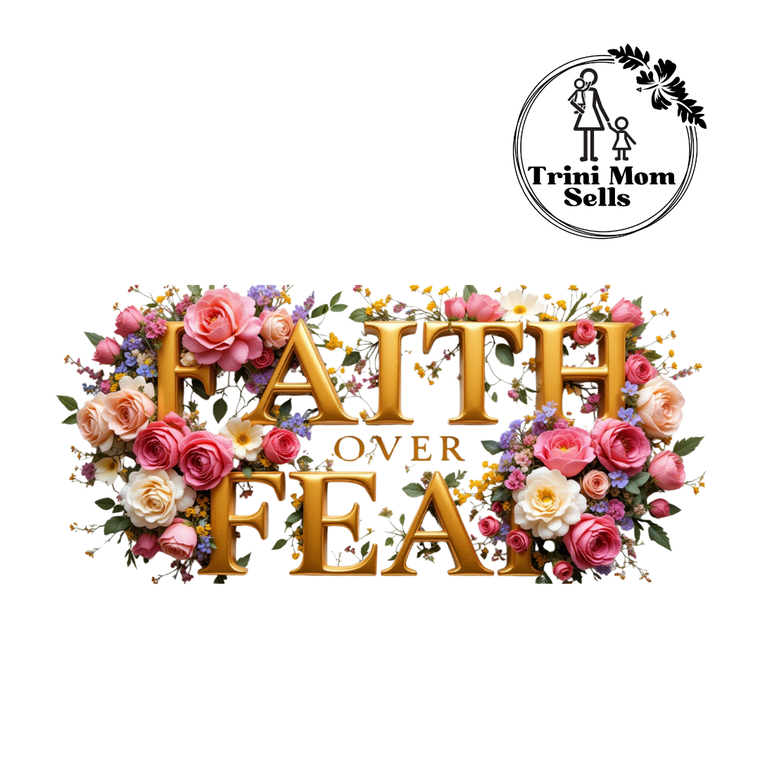 Floral "Faith Over Fear" Canvas Tote