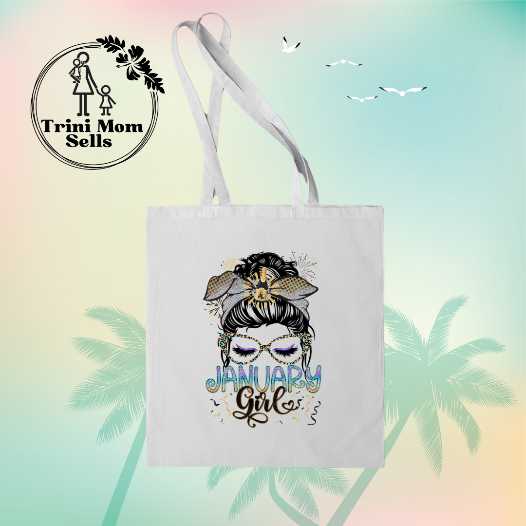 "January Girl" Canvas Tote