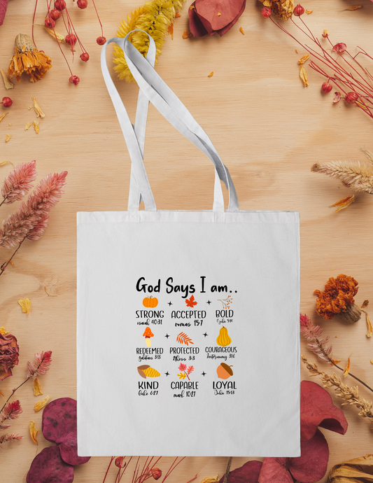 "God Says..." Canvas Tote - Fall