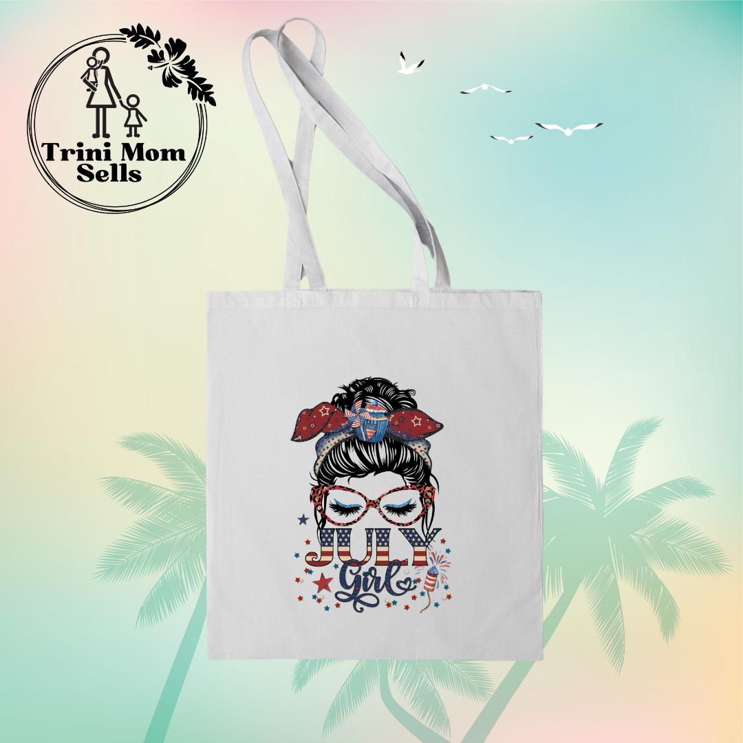 "July Girl" Canvas Tote America Theme
