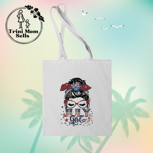 "July Girl" Canvas Tote America Theme