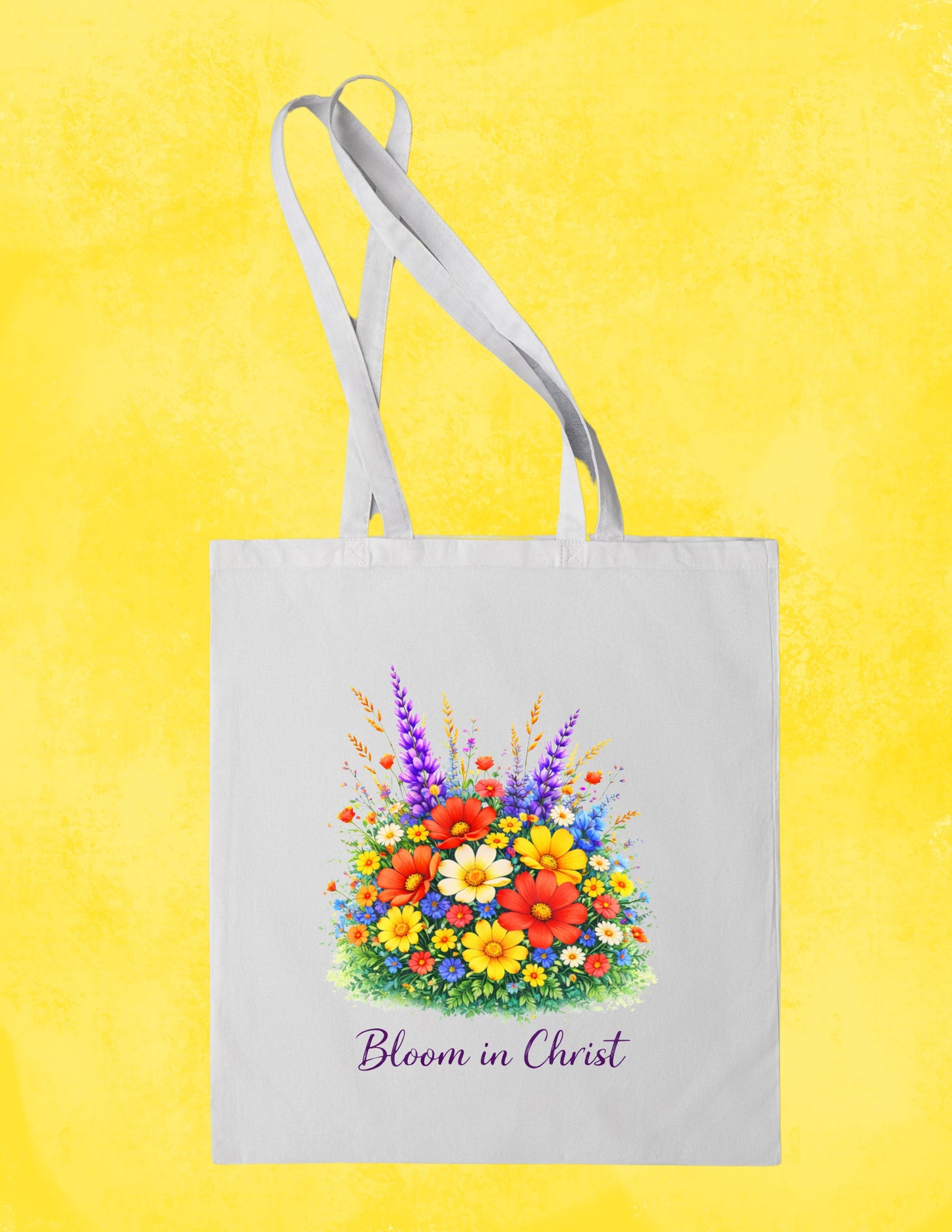 Bloom in Christ Floral Tote| Christian Spring Bag| Wildflower Faith Gift