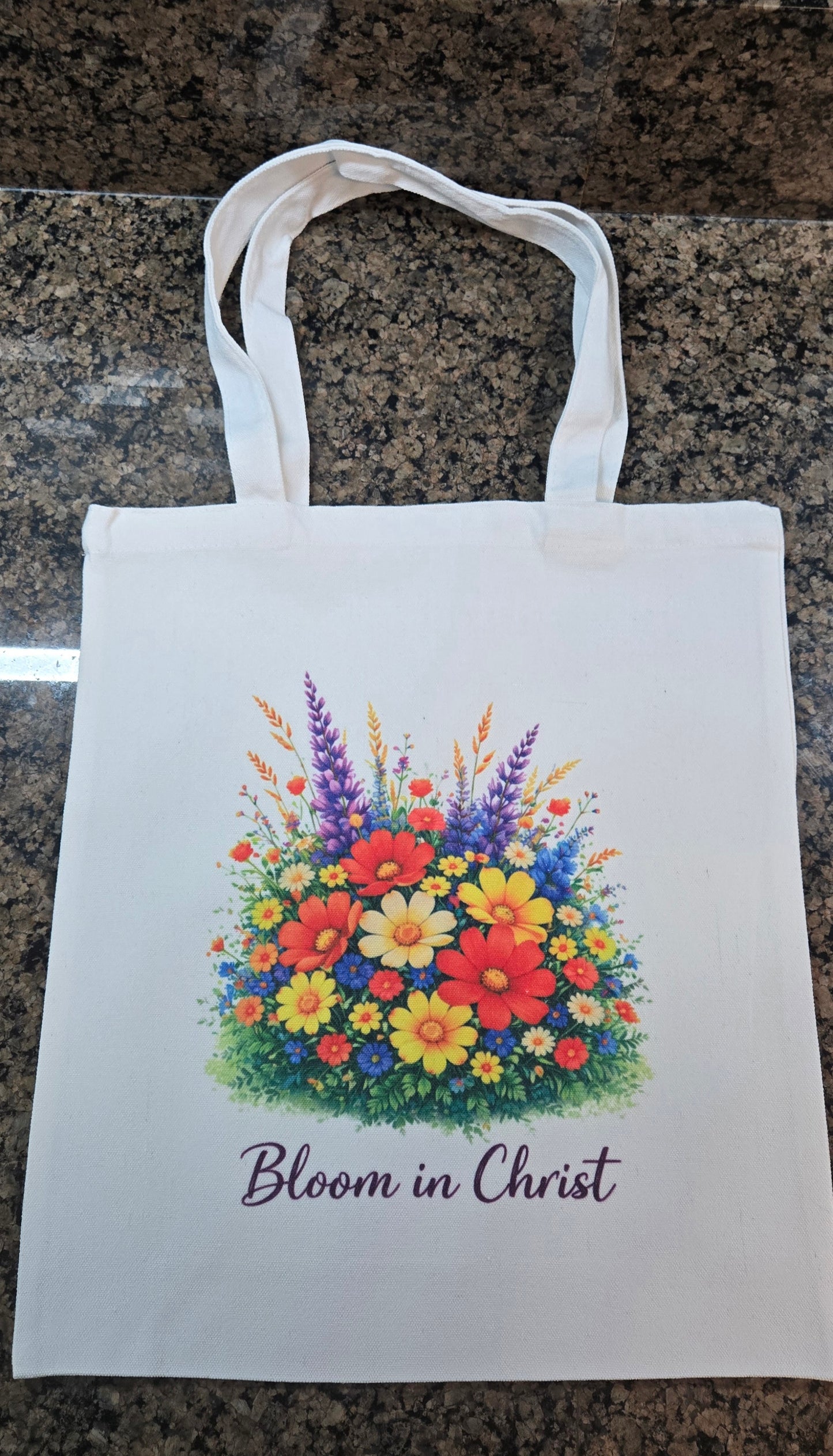 Bloom in Christ Floral Tote| Christian Spring Bag| Wildflower Faith Gift