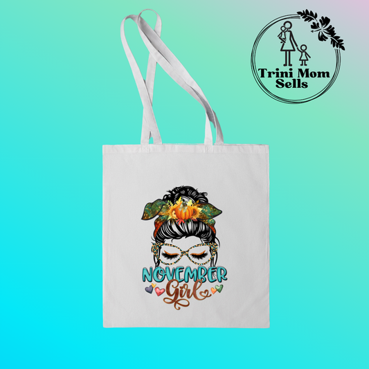 "November Girl" Canvas Tote