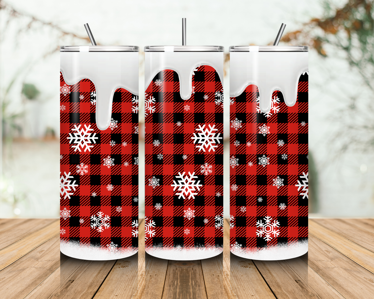 Snowy Plaid Tumbler