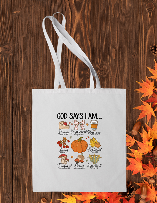 "God Says..." Canvas Tote - Pumpkin Pie