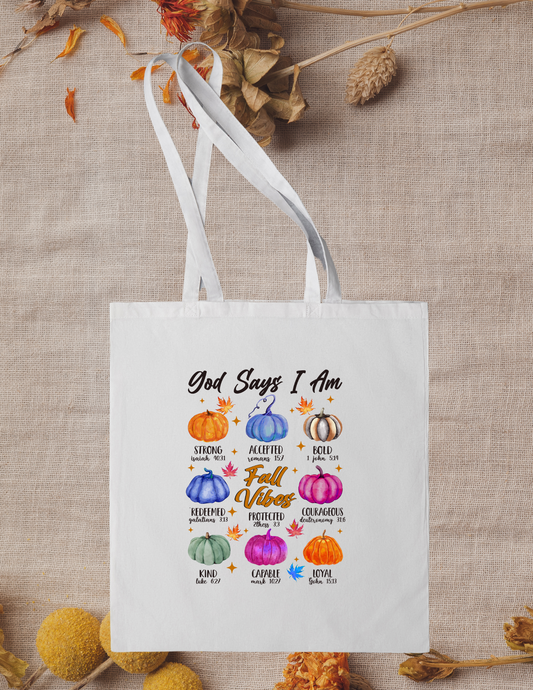 "God Says..." Canvas Tote - Purple Pumpkins