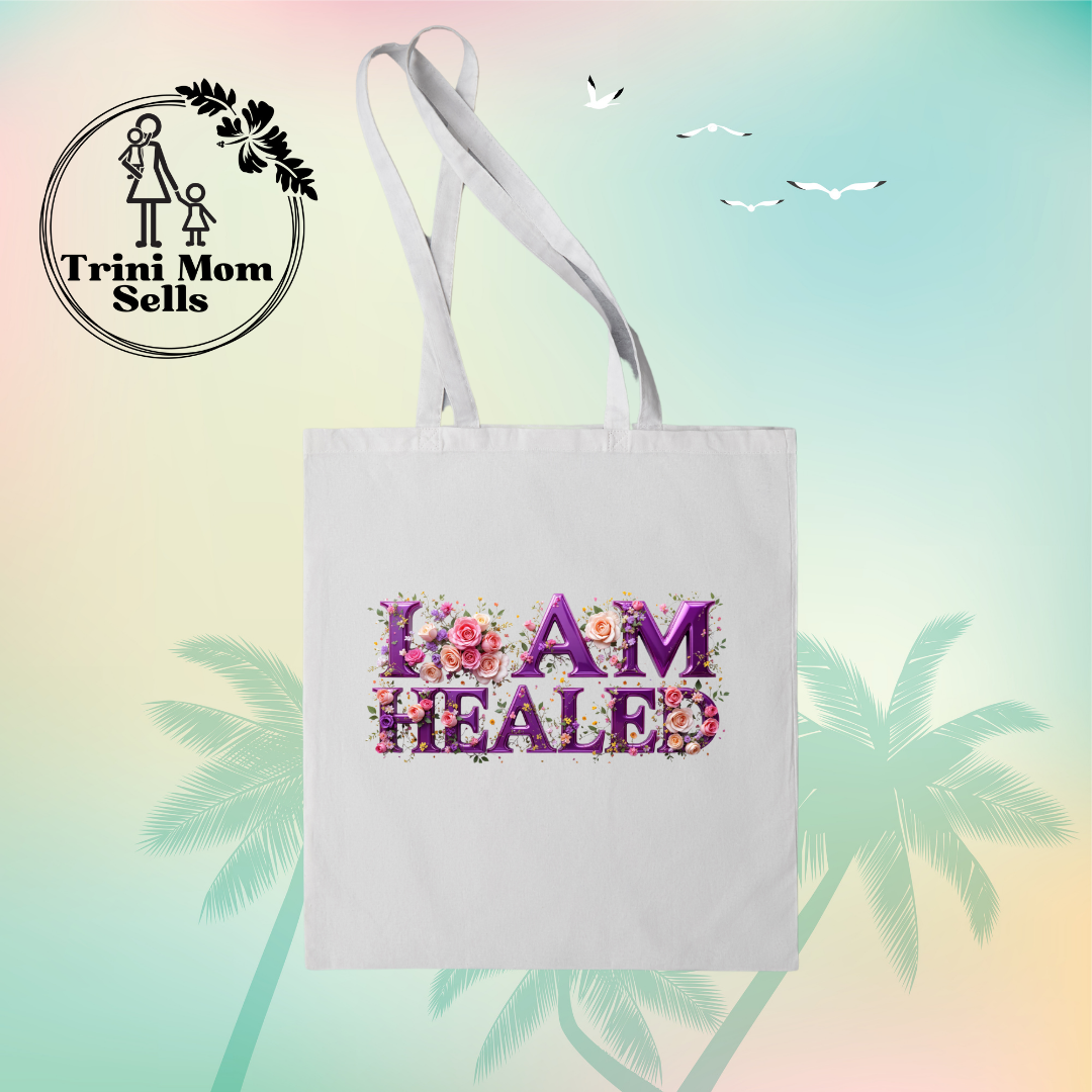 "I Am Healed" Canvas Tote