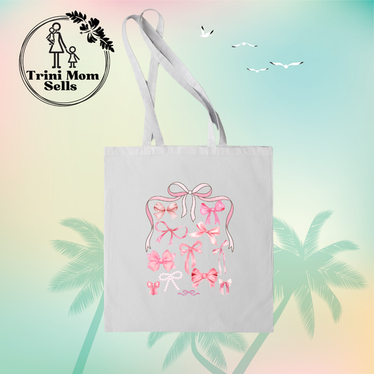 Pink Bows Canvas Tote