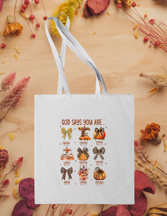 "God Says..." Canvas Tote - Leopard Bows