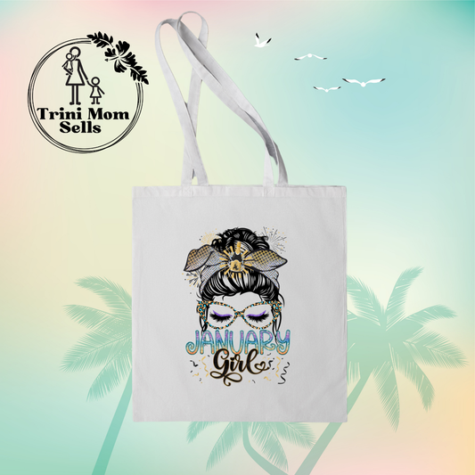 "January Girl" Canvas Tote