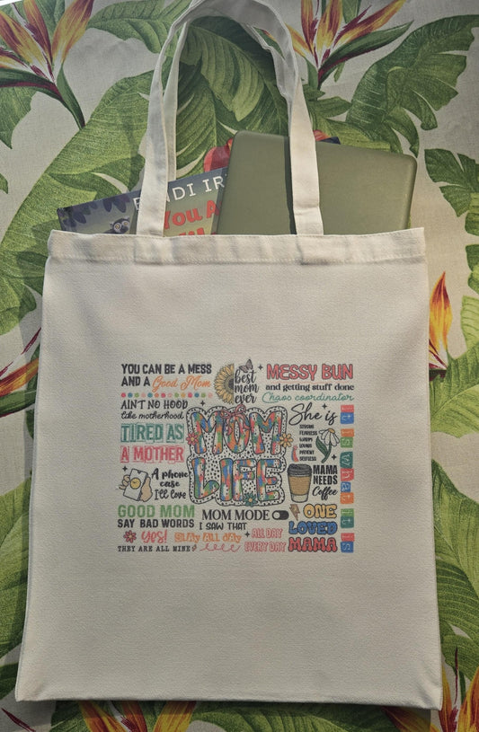 Mom Tote Mother Grandmother Gift Tan Tote Canvas Tote Women's Tote Bag Summer Bag Mom